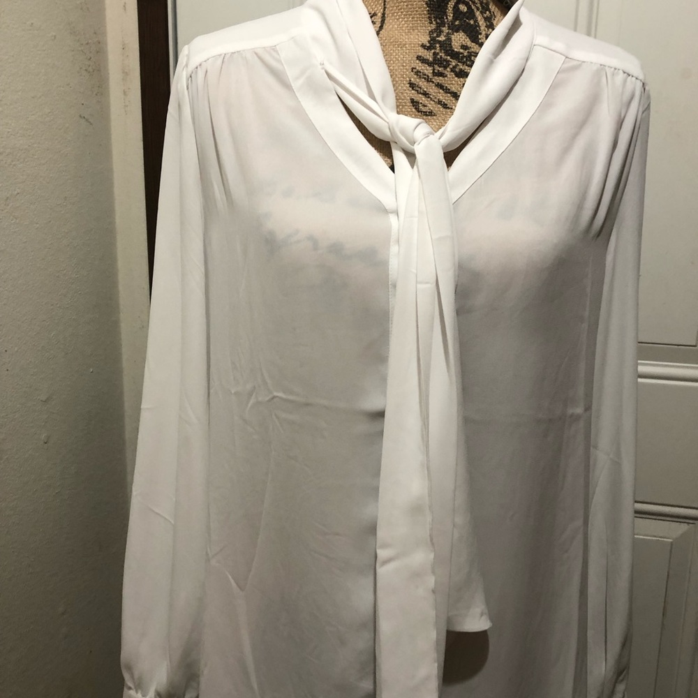 Neiman Marcus Versatile Tuxedo Blouse With Ties-Size Large (NWT)